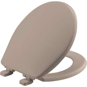 Kimball Slow Close Round Closed Front Plastic Toilet Seat in Fawn Beige Never Loosens