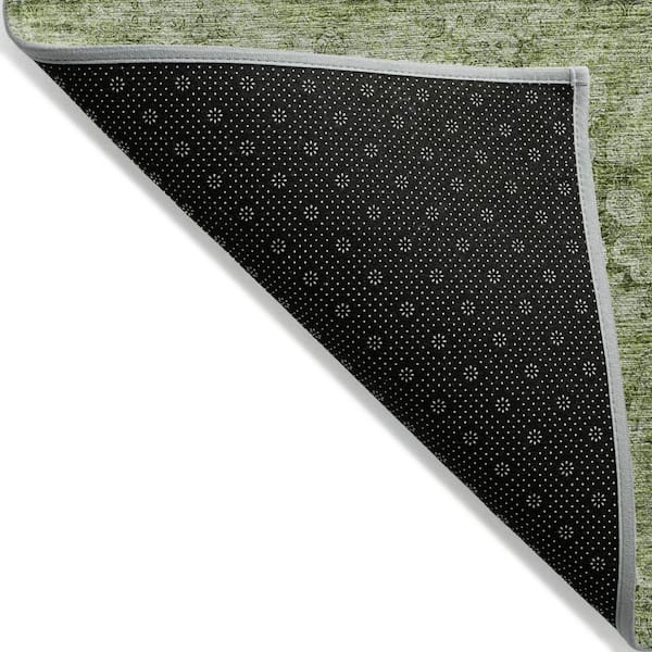 Olive Green 10 ft. x 14 ft. Woven Floral;Medallion Polyester Rectangle Indoor / Outdoor Area Rug