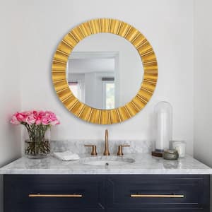 25.5 in. W x 25.5 in. H Round Framed Gold Wall Bathroom Vanity Mirror