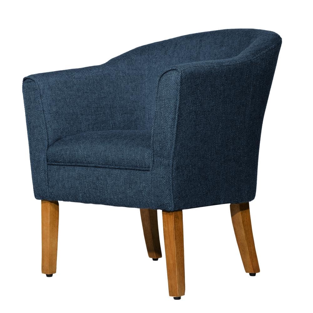Navy Blue Modern Barrel Wooden Accent Chair