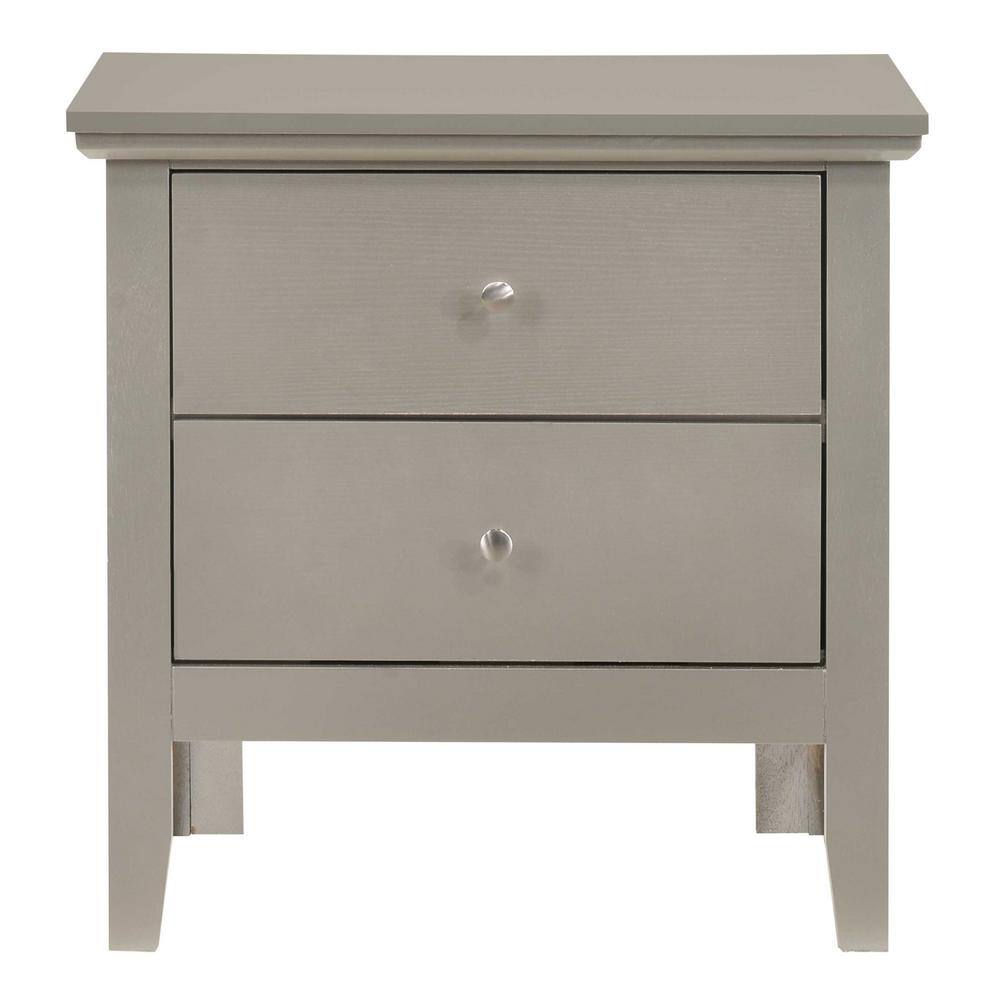 Primo Silver Champagne 2-Drawer Nightstand with Nickel Handles