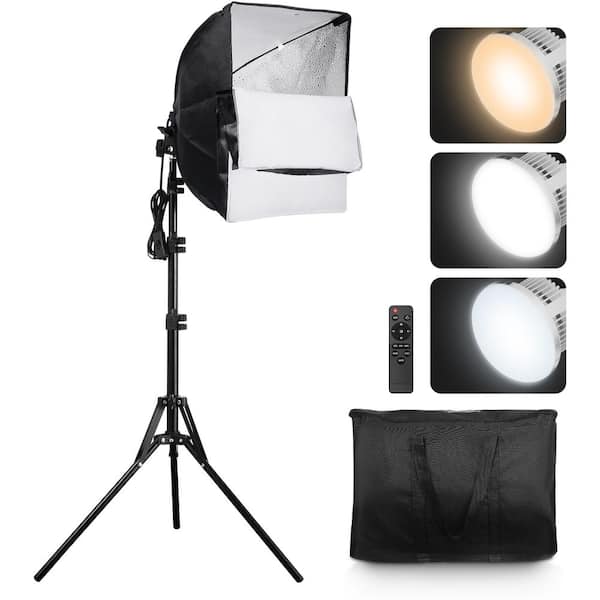 16 in. x 16 in. Softbox Lighting Kit, 45-Watt LED Bulbs, 3000-6500K Adjustable, Tripod Stand, Photography