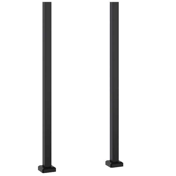 HOMEIBRO 1.57 in. x 1.57 in. x 5 ft. Galvanized Steel Corner Metal Fence Post with Flange and Post Cap (2 pack)