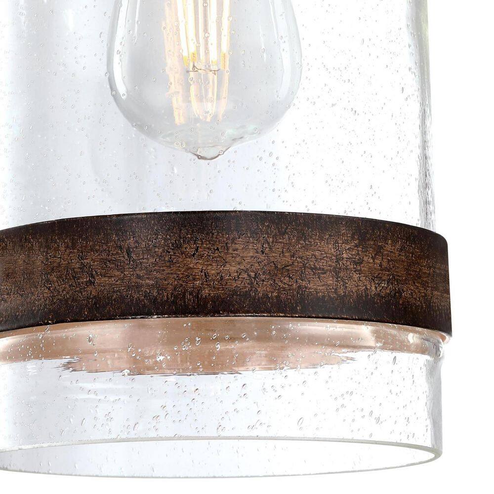 Tarrant Mini Pendant Light with Clear Seeded Glass and Barnwood Band