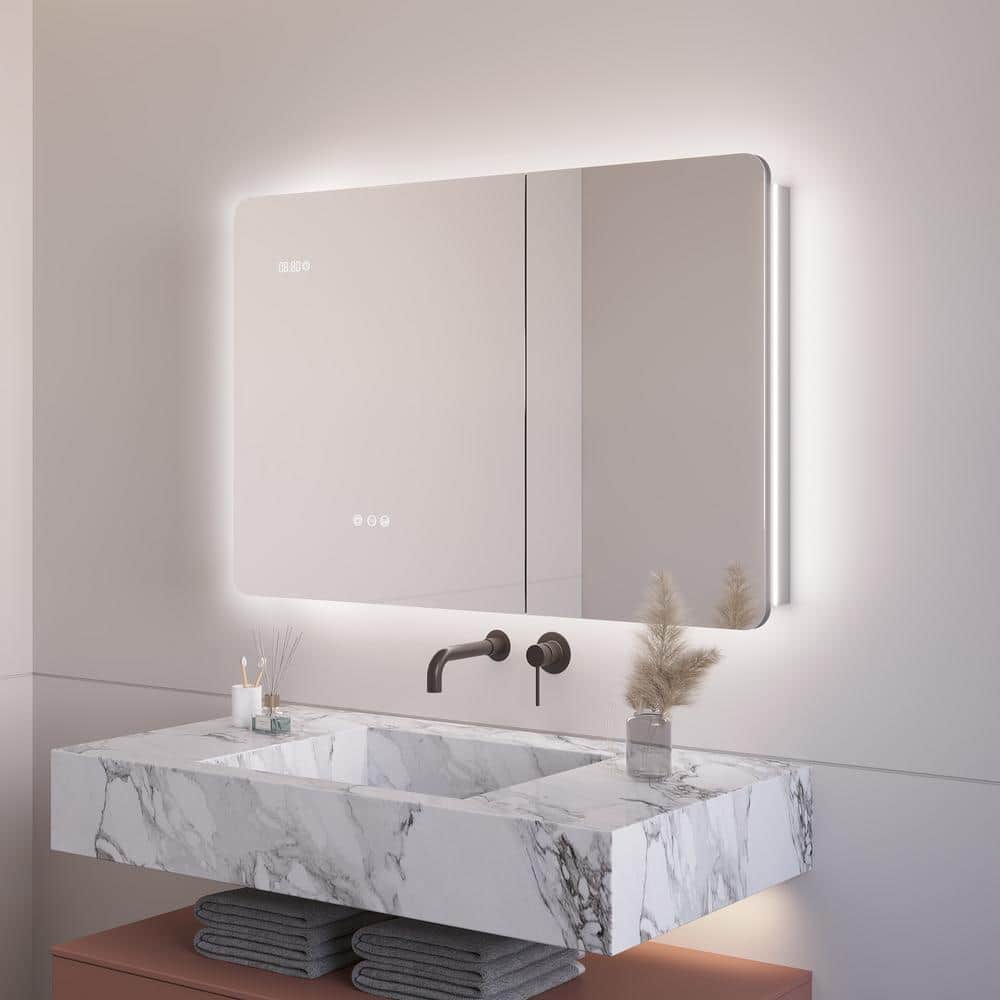36 in. W x 24 in. H Rectangular Silver Aluminum Surface Mount LED Dimmable 