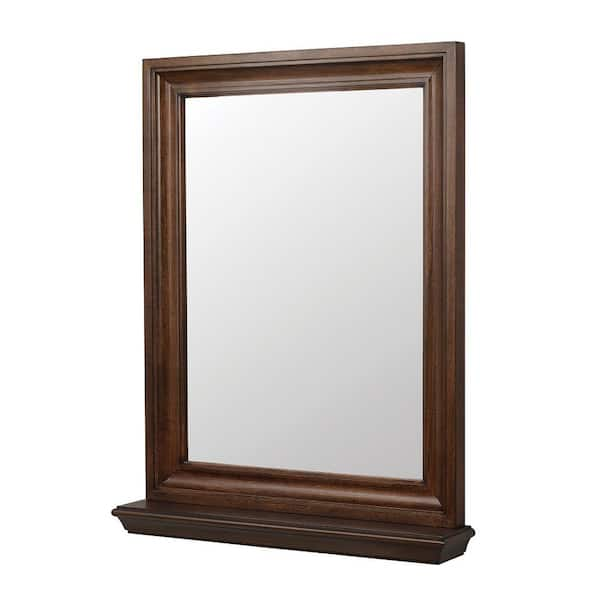 Cherie 23 in. x 30 in. Single Wall Framed Mirror in Dark Walnut