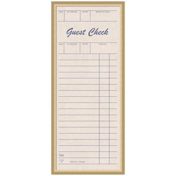 Florence 18 in. x 42 in. Gold Plastic Framed Guest Check Linen Fabric Memo Board