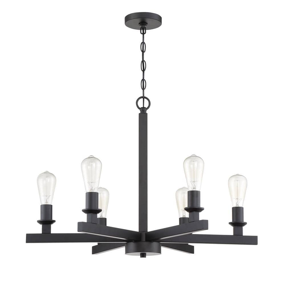 CRAFTMADE Chicago 6Light Flat Black Finish Hanging Chandelier for