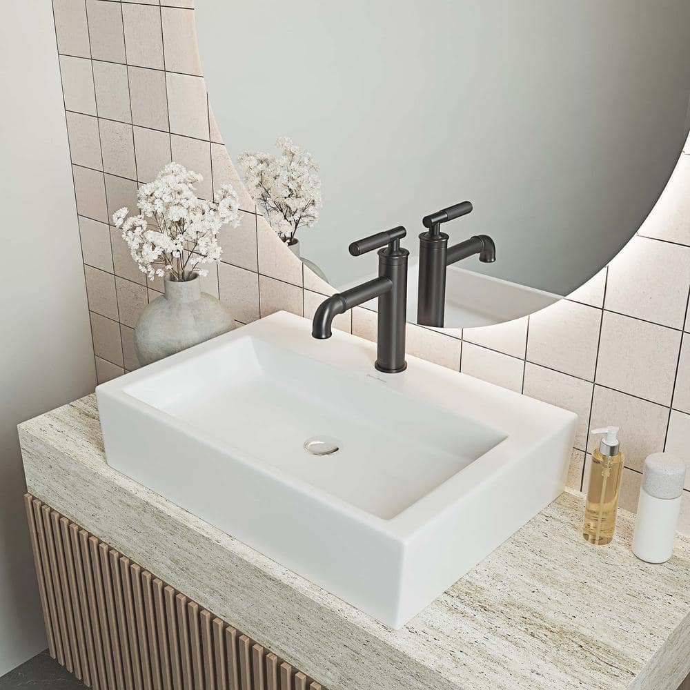 Claire 21" Matte White Ceramic Above-Counter Vessel Sink