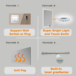 STYLETWO 30 in. W x 30 in. H Square Frameless Anti-Fog Wall LED Light Bathroom Vanity Mirror with Illuminated Light