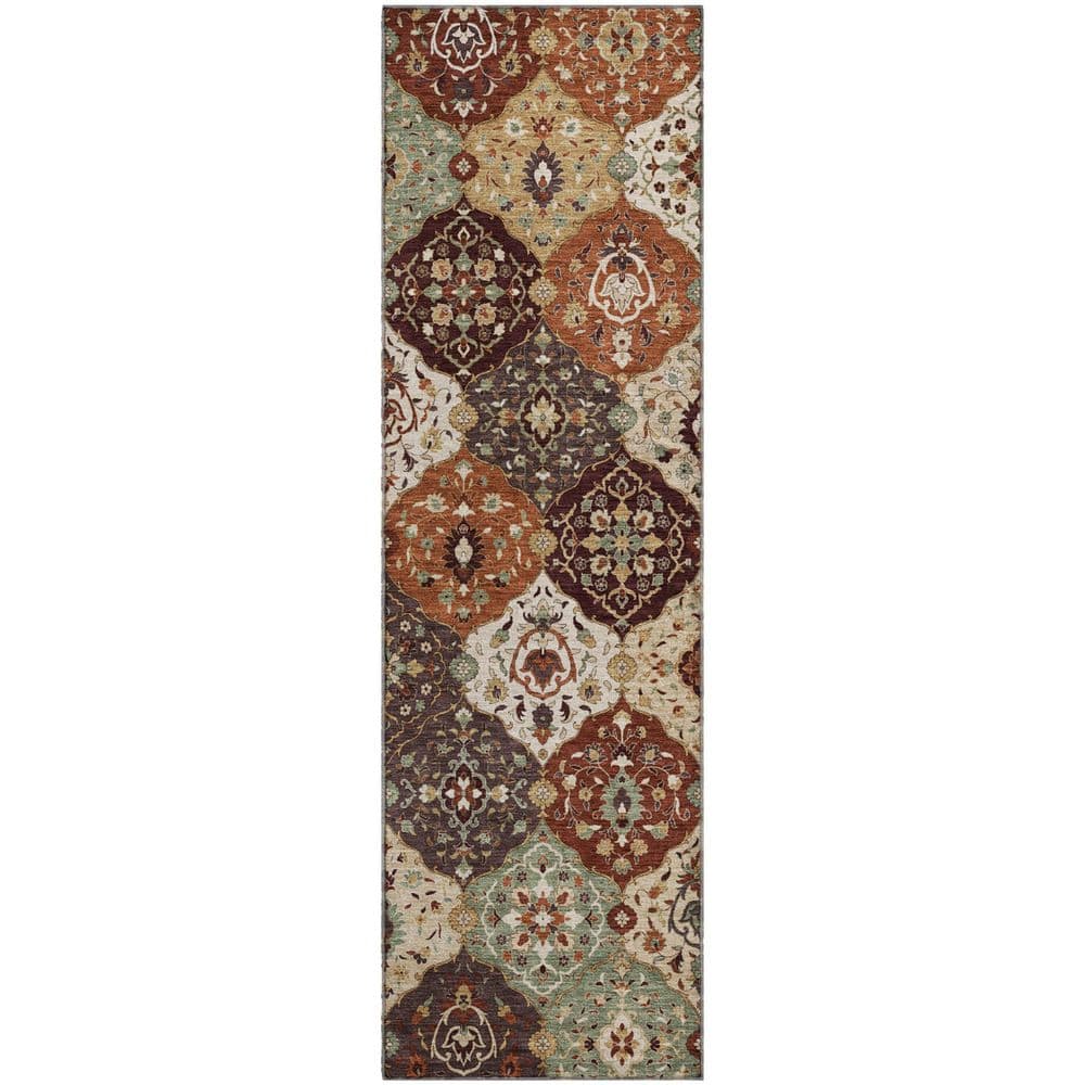 Mayfield Premium Machine Washable Abstract AMF2292 Paprika 2 ft. x 7 ft. Runner Rug price history on PriceWatchPro