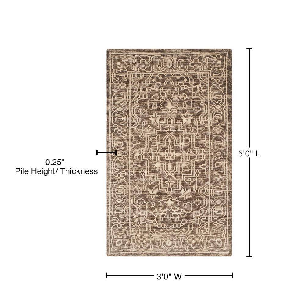 Kenya 3' x 5' Hand-Knotted Wool Area Rug in Brown/Beige