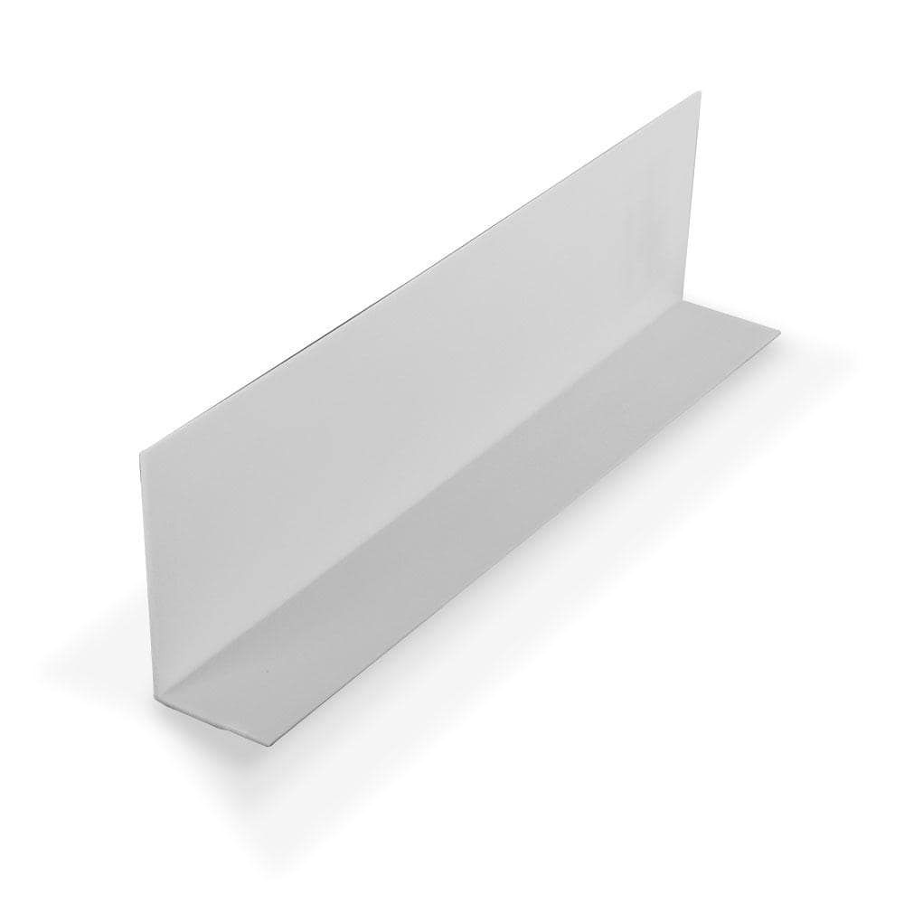 1 in. D x 2 in. W x 72 in. L White Styrene Plastic 90&deg; Uneven Leg Angle Moulding 108 Total Lineal Feet (18-Pack)