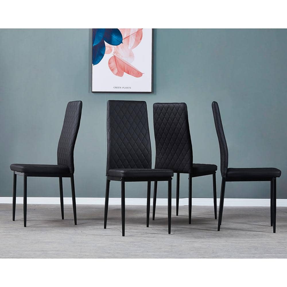 Modern Simple Dining Chair 6 Piece Set-Black