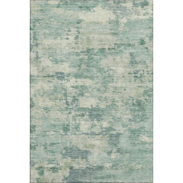Mayfield Premium Machine Washable Abstract AMF2074 Teal 5 ft. x 7 ft. 6 in. Area Rug
