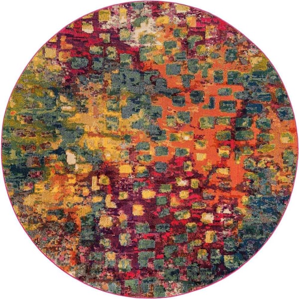 Unique Loom Jardin Ivy Multi 8' 0 x 8' 0 Round Rug