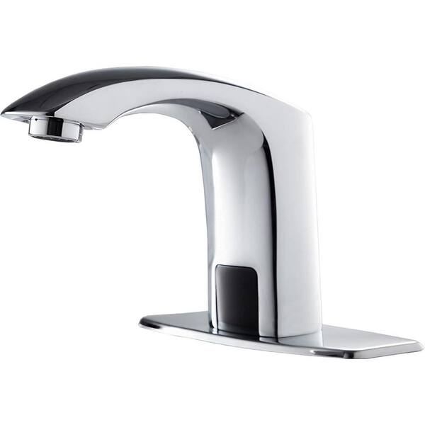 Delta Commercial Battery-Powered Single Hole Touchless Bathroom Faucet With Proximity Sensing Technology In Chrome 590 Plghdf