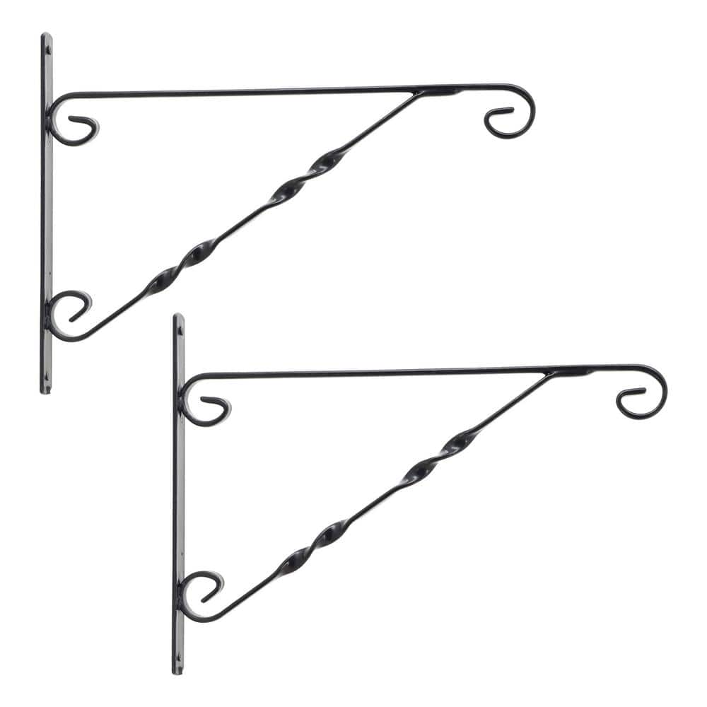 Hebron 16 in. Black Metal Alloy Plant Bracket (2-Pack)