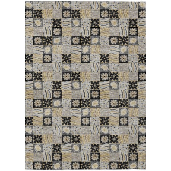 Chantille Machine Washable Indoor/Outdoor Abstract ACN2922 Black 10 ft. x 14 ft. Area Rug
