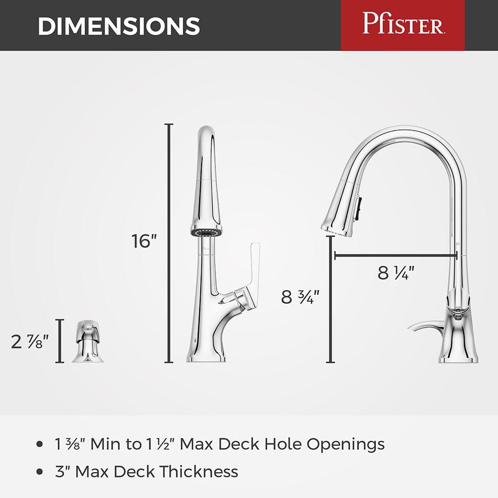 Ridgeline Polished Chrome Single Handle Pull-down Kitchen Faucet with Sprayer