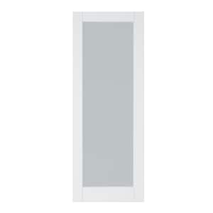 30 in. x 80 in. White Primed 1-Lite Tempered Frosted Glass and MDF Door Slab for Pocket Door without Pocket Door Frame