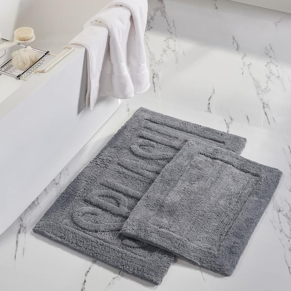 MODERN THREADS 2-Pack "Splash" Charcoal 21 in. x 34 in. 100% Cotton Bath Mat