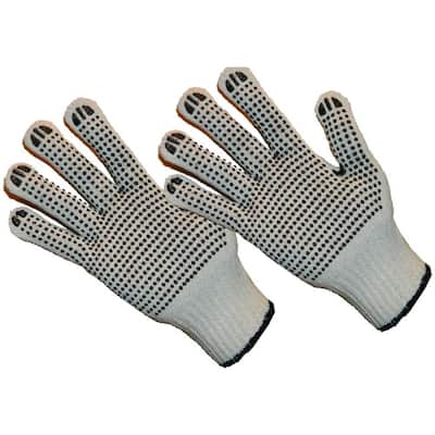 Men's String Knit Glove with Double Side PVC Dots (Reversible) - 12 Pair Value Pack