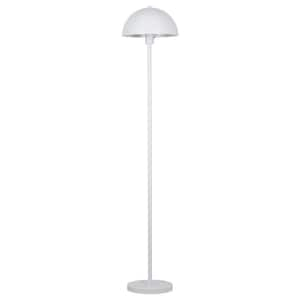 56 in. White Modern 1-Light Standard Floor Lamp for Living Room with Dome Metal Shade