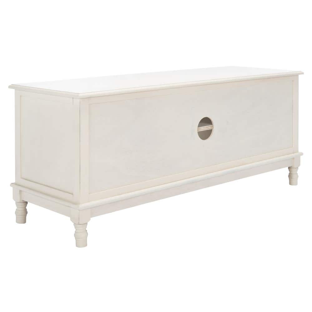 Countryside Charm Distressed White 53" Media Stand with Cabinet