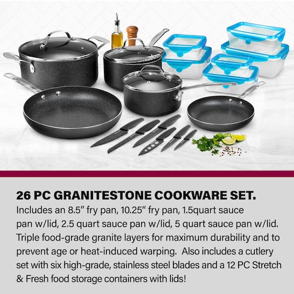 Granitestone 26 Piece Meal Prep + Cookware Set