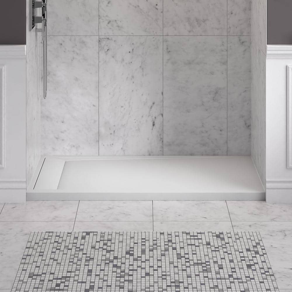 Townsend 60'' x 36'' White Solid Surface Rectangular Shower Base