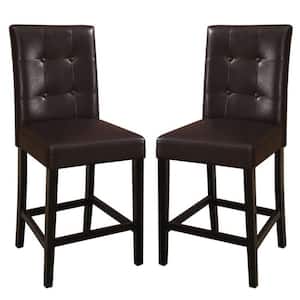 Wooden 40 in. H Brown chair with Button Tufted Back (Set of 2)