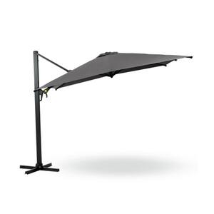 10 ft. Aluminum Pole Cantilever Patio Umbrella Square Outdoor Offset with Rotation and Tilt Adjustment in Gray
