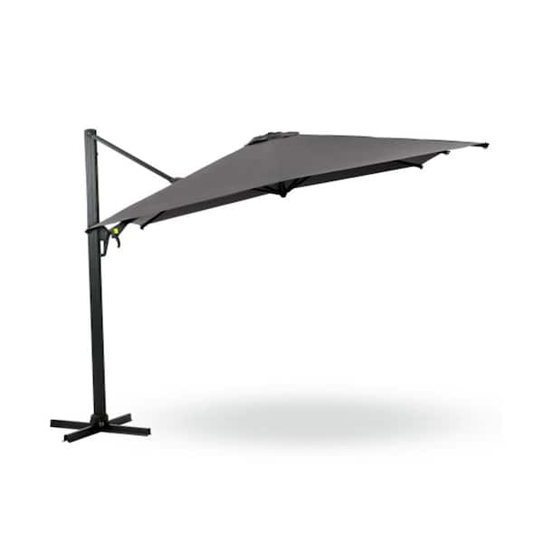 ITOPFOX 10 ft. Aluminum Pole Cantilever Patio Umbrella Square Outdoor Offset with Rotation and Tilt Adjustment in Gray
