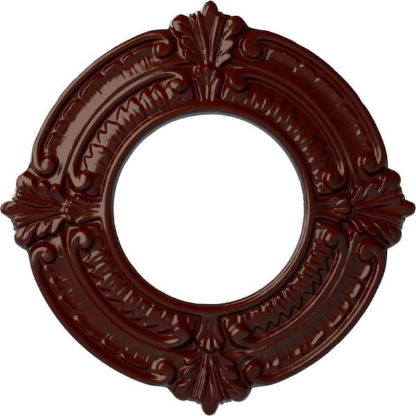 Ekena Millwork 5/8" x 9" x 9" Polyurethane Benson Ceiling Medallion, Brushed Mahogany