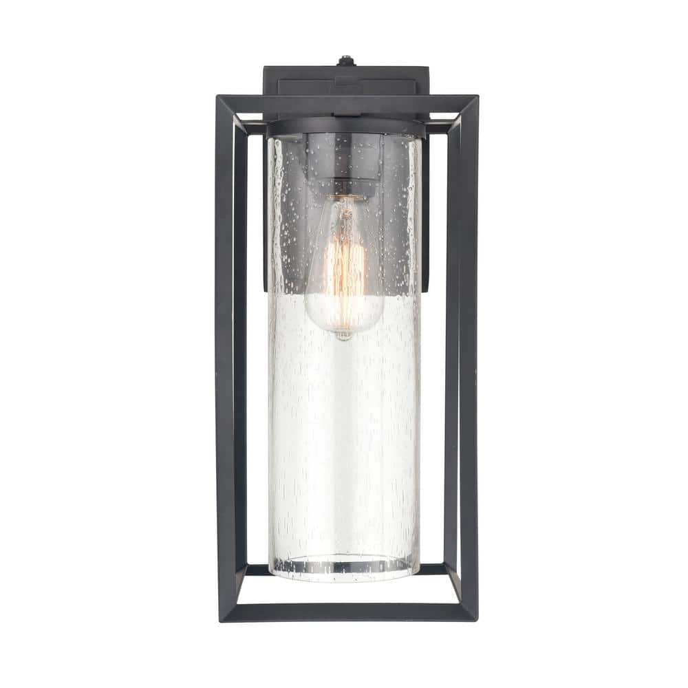 Black Powder Coat Outdoor Wall Lantern with Clear Glass