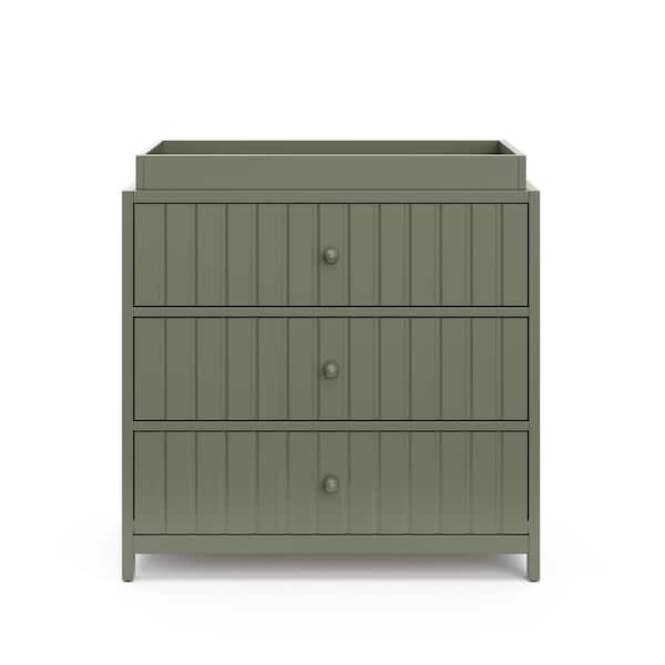 Teddi Olive 3 Drawer Dresser 35.51 in. Wide with Changing Topper