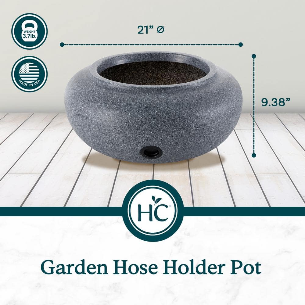 Granite Round Outdoor Garden Hose Storage Pot