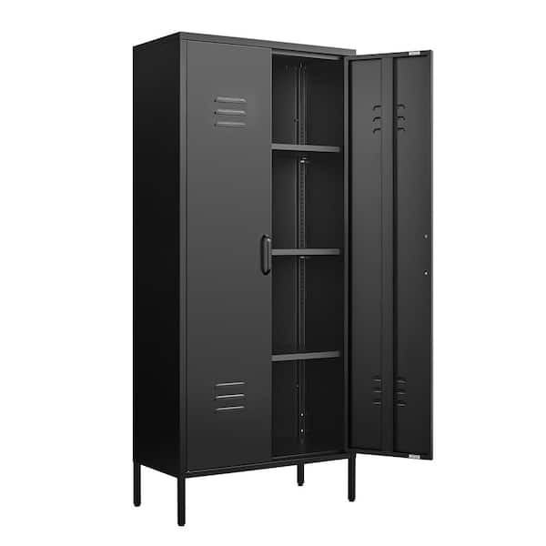 Tatahance Black Locking Metal File Cabinet with 2 Layers