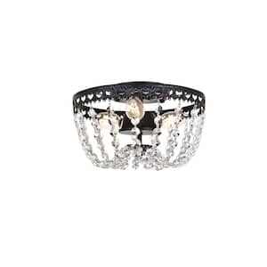 Timless Home 10 in. 3-Light Contemporary Black Flush Mount with No Bulbs Included