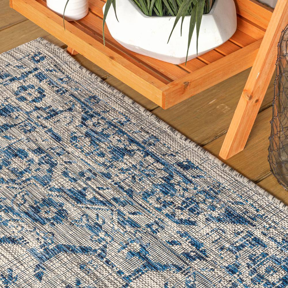 Rozetta Boho Medallion Gray Synthetic 3x5 Indoor/Outdoor Rug