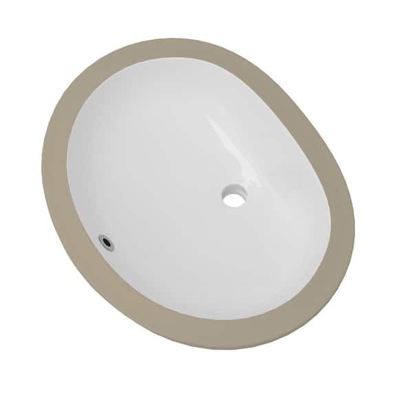 Getpro 20 in. Oval Undermount Ceramic Bathroom Sink Porcelain Vitreous ...