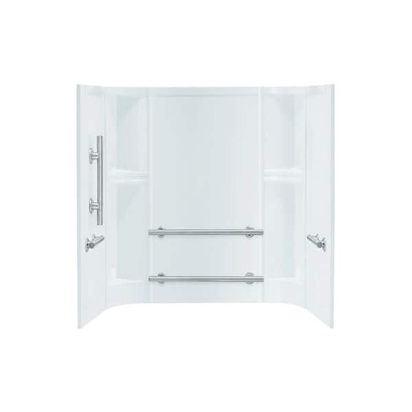 Sterling Accord 60 in. x 30 in. x 55 in. 3-piece Direct-to-Stud Left-Hand Shower Wall Set in White