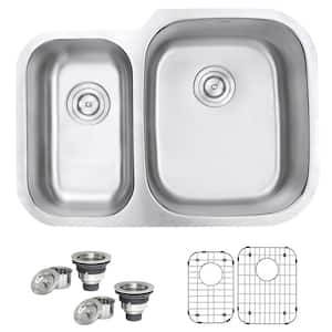 29 in. 40/60 Undermount 16-Gauge Stainless Steel Double Bowl Kitchen Sink - Right Configuration