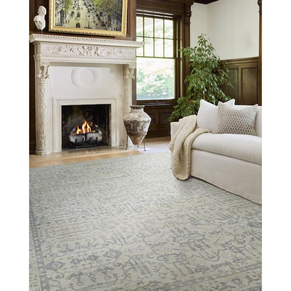 Nabela Noor Home Athiyo Sky Blue Traditional 9 ft. x 12 ft. Machine Woven Area Rug