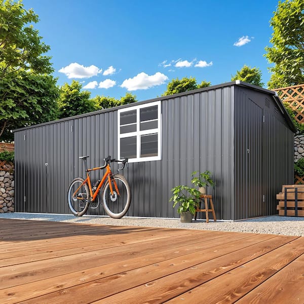 AECOJOY 12 ft. W x 16 ft. D Large Metal Outdoor Storage Shed with