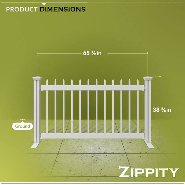 Zippity Outdoor Products Kensington Hinged Portable Event 3-ft H x 5.5-ft W White Vinyl Picket Fence Rail No Dig (Unassembled)