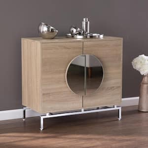 Charlie Natural Particle Board 31.5 in. Sideboard with Mirrored