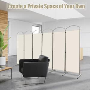 6-Panels Folding Privacy Screen 6 ft. Tall Fabric Privacy Screen for Home in White