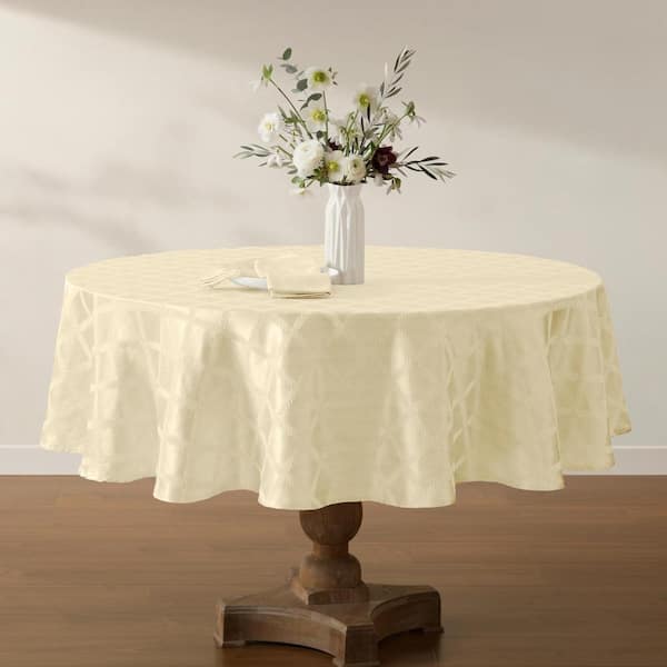 Lenox Laurel Leaf Tablecloth, Ivory - 90"W x 90"L Round